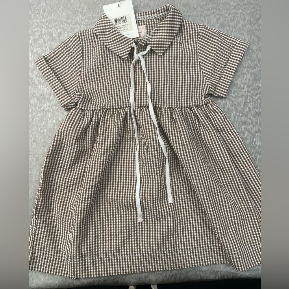 Analogie by lil legs 3T gingham short sleeve caramel dress